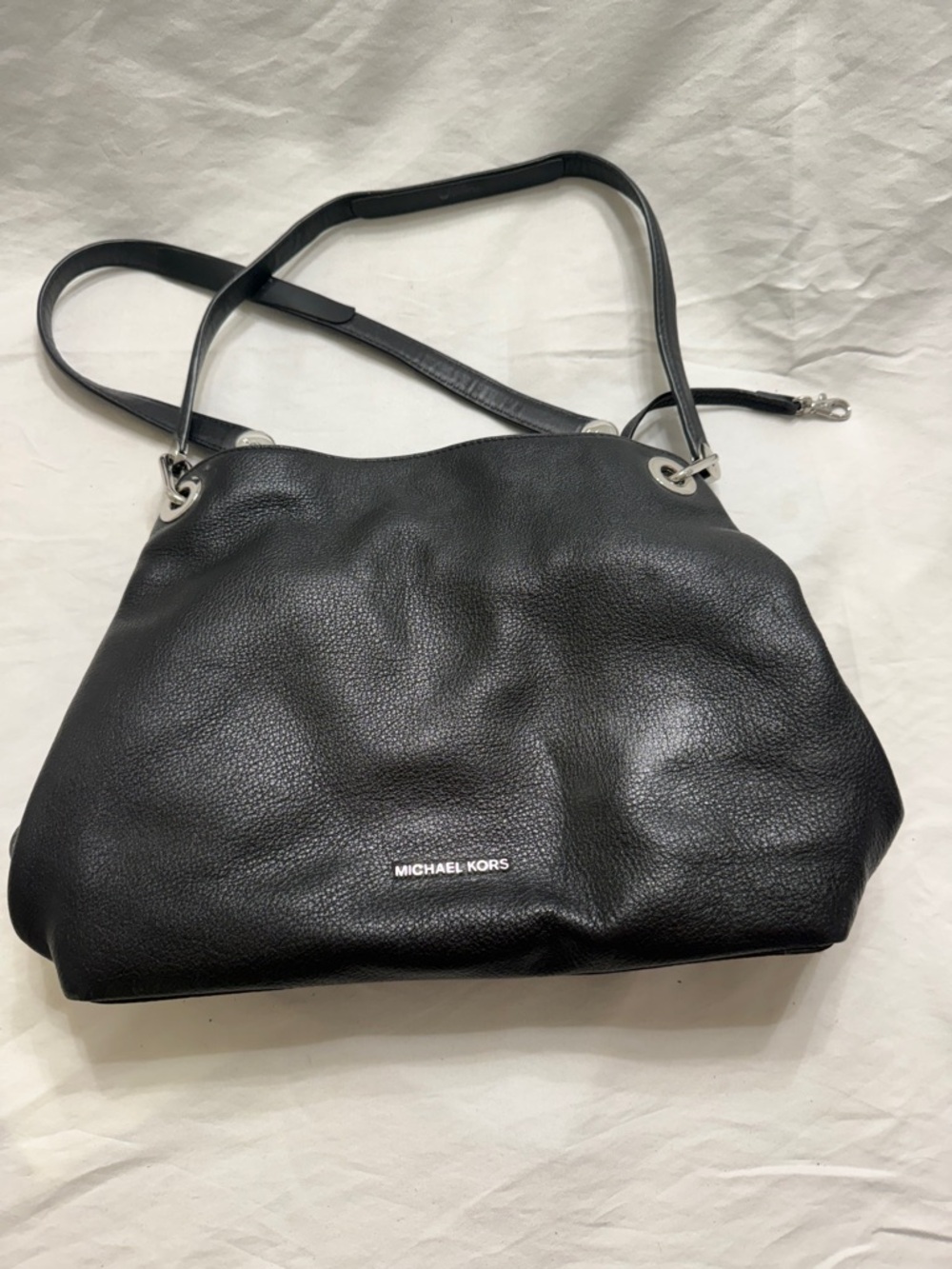 Michael Kors Black Pebbled Leather Slouchy Shoulder Bag Everyday Purse